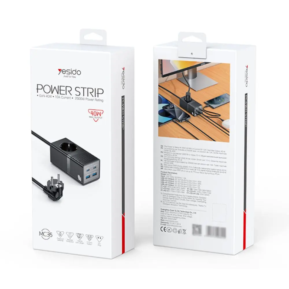 Yesido MC35 | Power Strip 40W Fast Charging Multi-Outlet