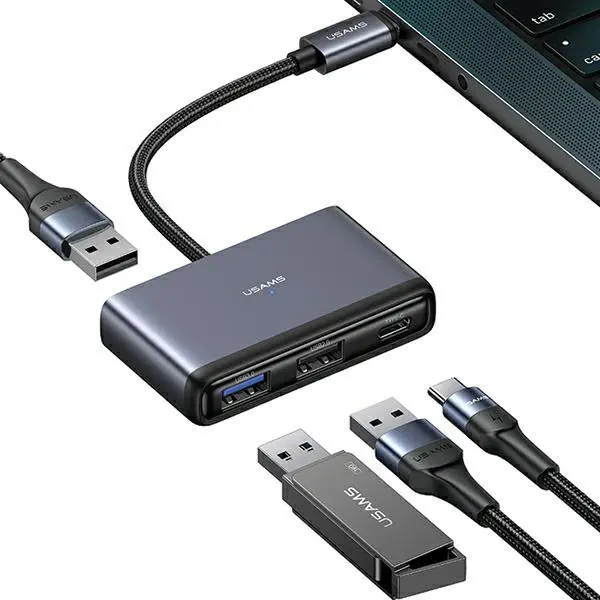 US SJ627 | 4in1 Multifunctional Type-C HUB Dark Grey