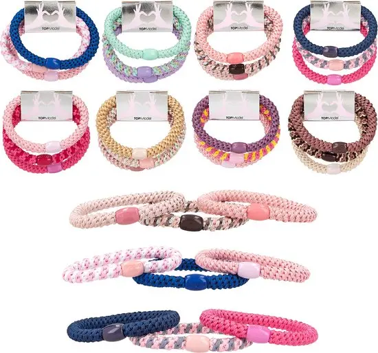 TOPModel 4010070649975 | Elastic Hairbands 3-Pack Braided Colored Beads
