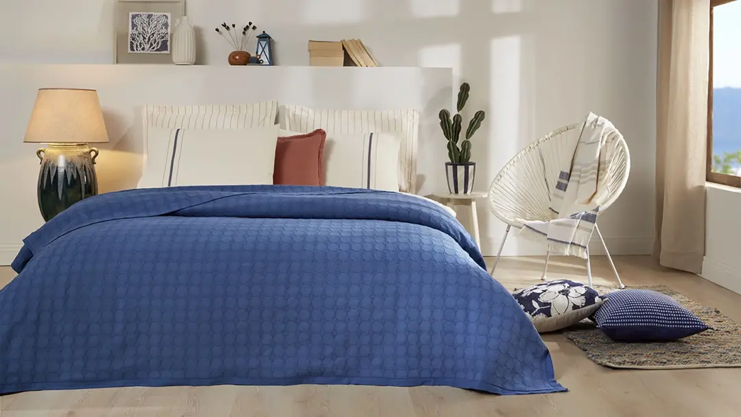 RIGEL 3400001902 | Покрывало Двуспальное Темно-синее