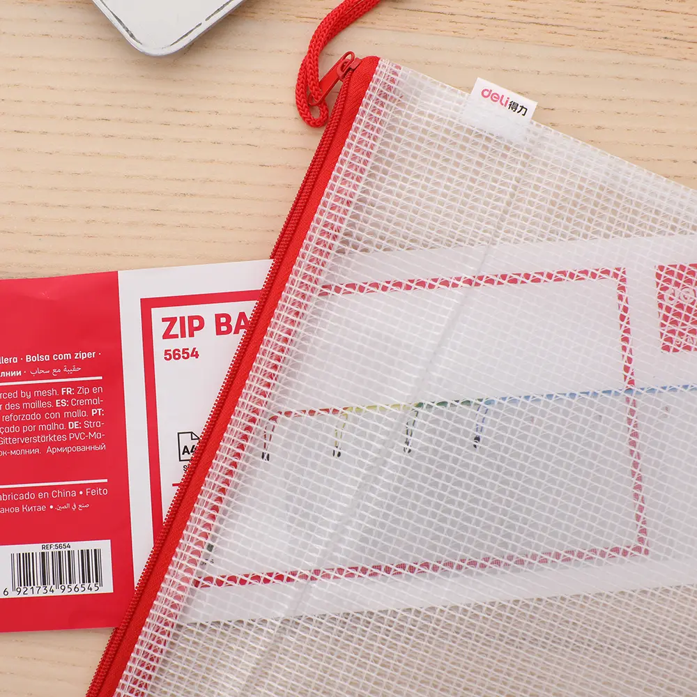 E5654 Mesh Zip Bag | Resminama sumkasy A4 4 reňk