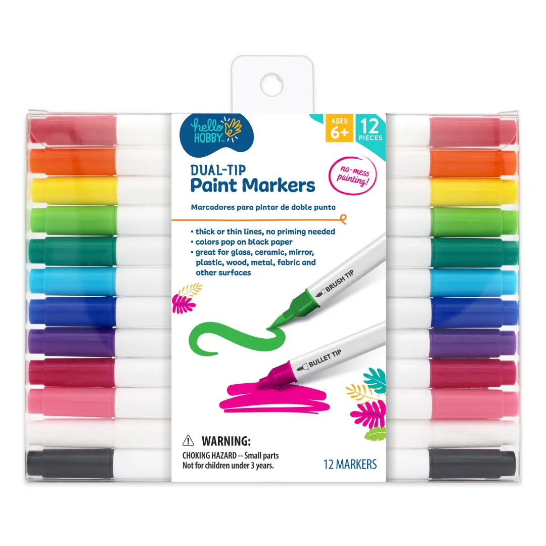 Acrylic 608-12 | 12 reňkli boýag marker toplum Çalt gurama