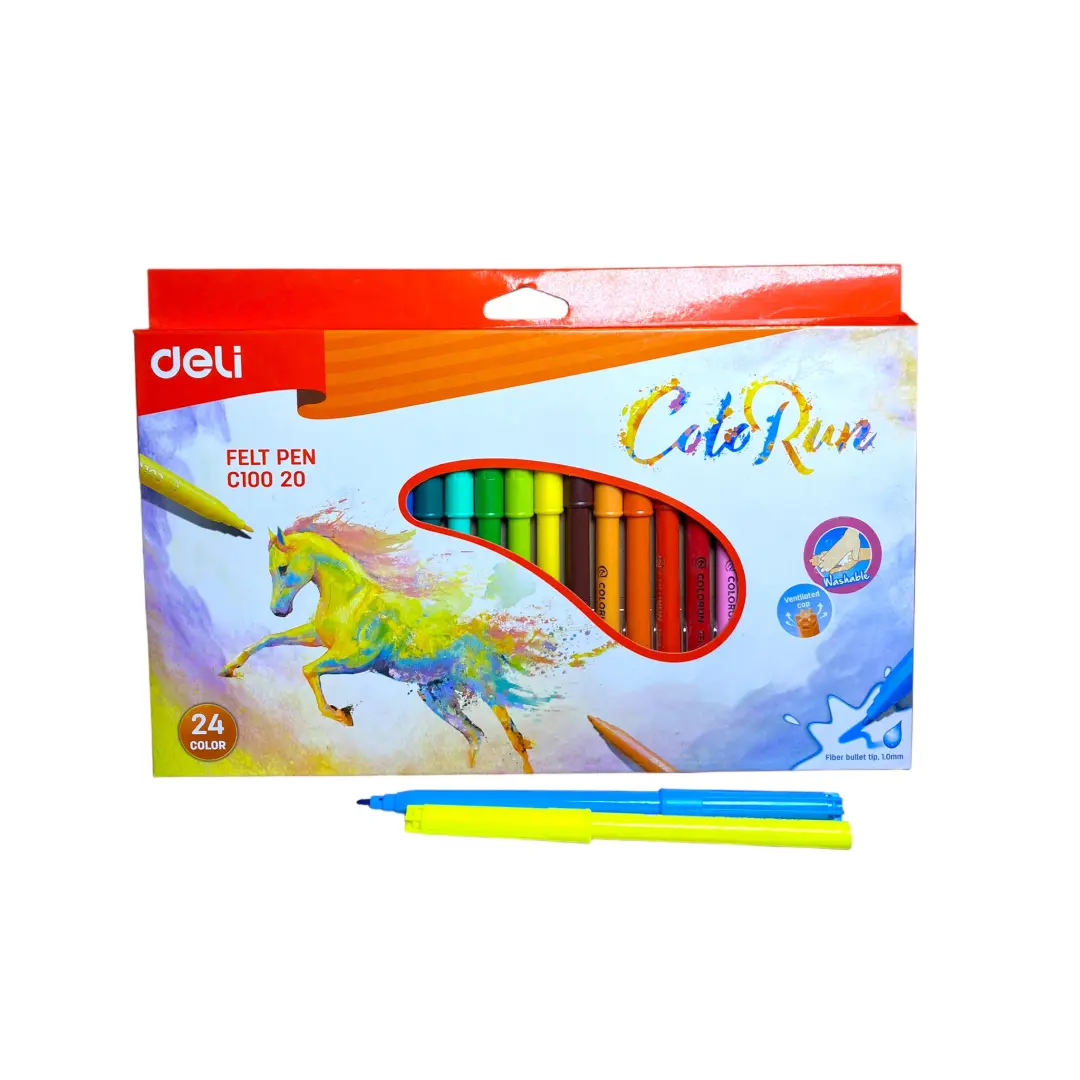 Deli C10020 | 24 Reňkli Marker Toplumy Ýuwulýan Howa Geçirijili Gapak