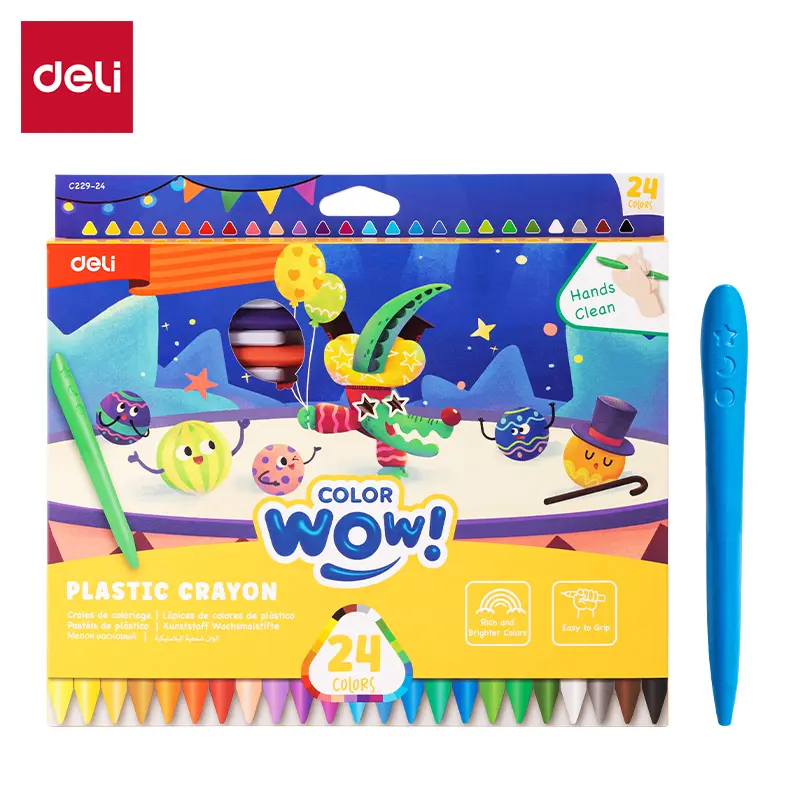 Deli C229-24 | Plastic Crayon Set 24 Colors