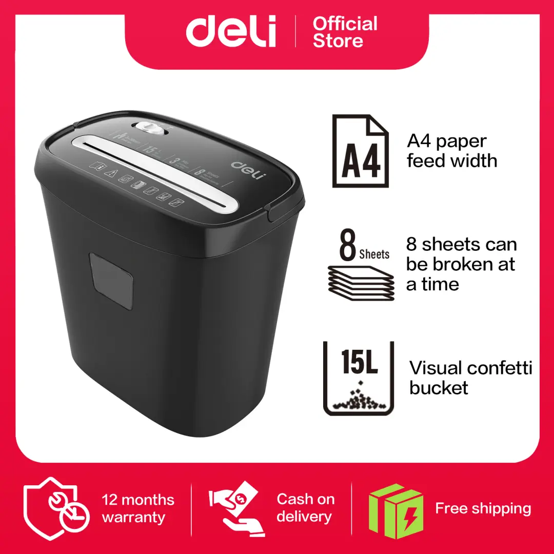 Deli 9947 | Paper Shredder 8 Sheet A4 Capacity