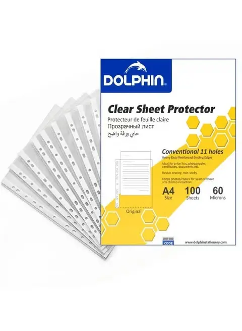 Dolphin A4 File 60mic 100 Sheets TM | File A4 60 Micron Bulk Pack