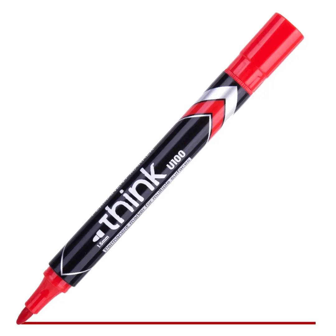 Deli U100 40 | Permanent Marker Red Long-Lasting Ink