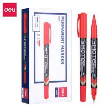 Deli U10440 | Permanent Marker Red Chisel Tip