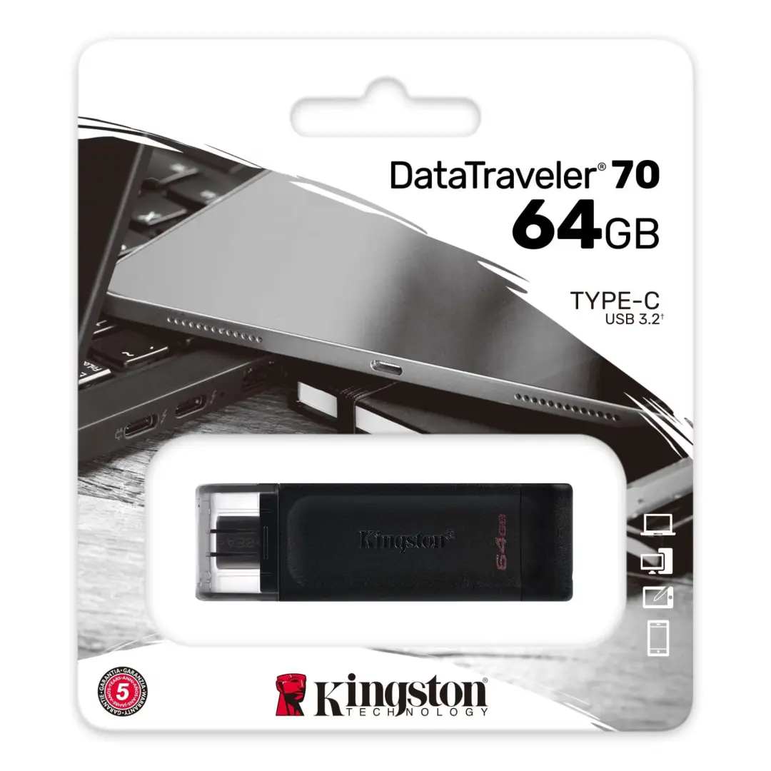 Kingston DT70/64GB | USB-C флешка 64 ГБ USB 3.2 Gen 1