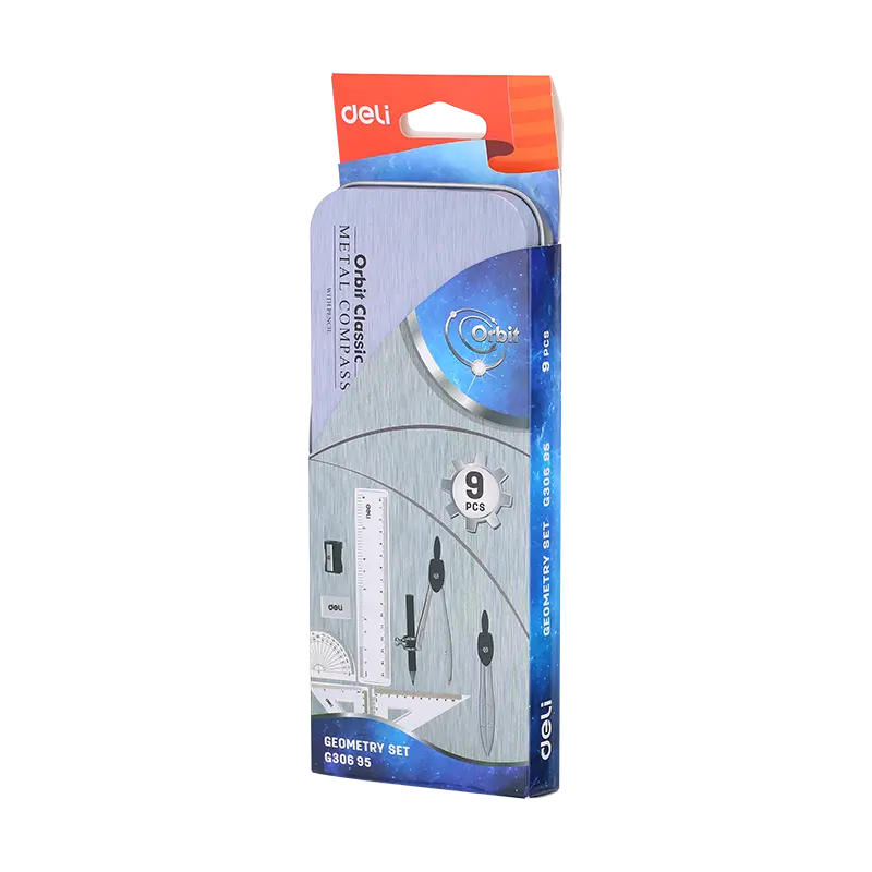 Deli G30695 | Geometry Set Metal 9pcs