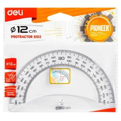 Deli No.G10212 | Транспортир-линейка 12см
