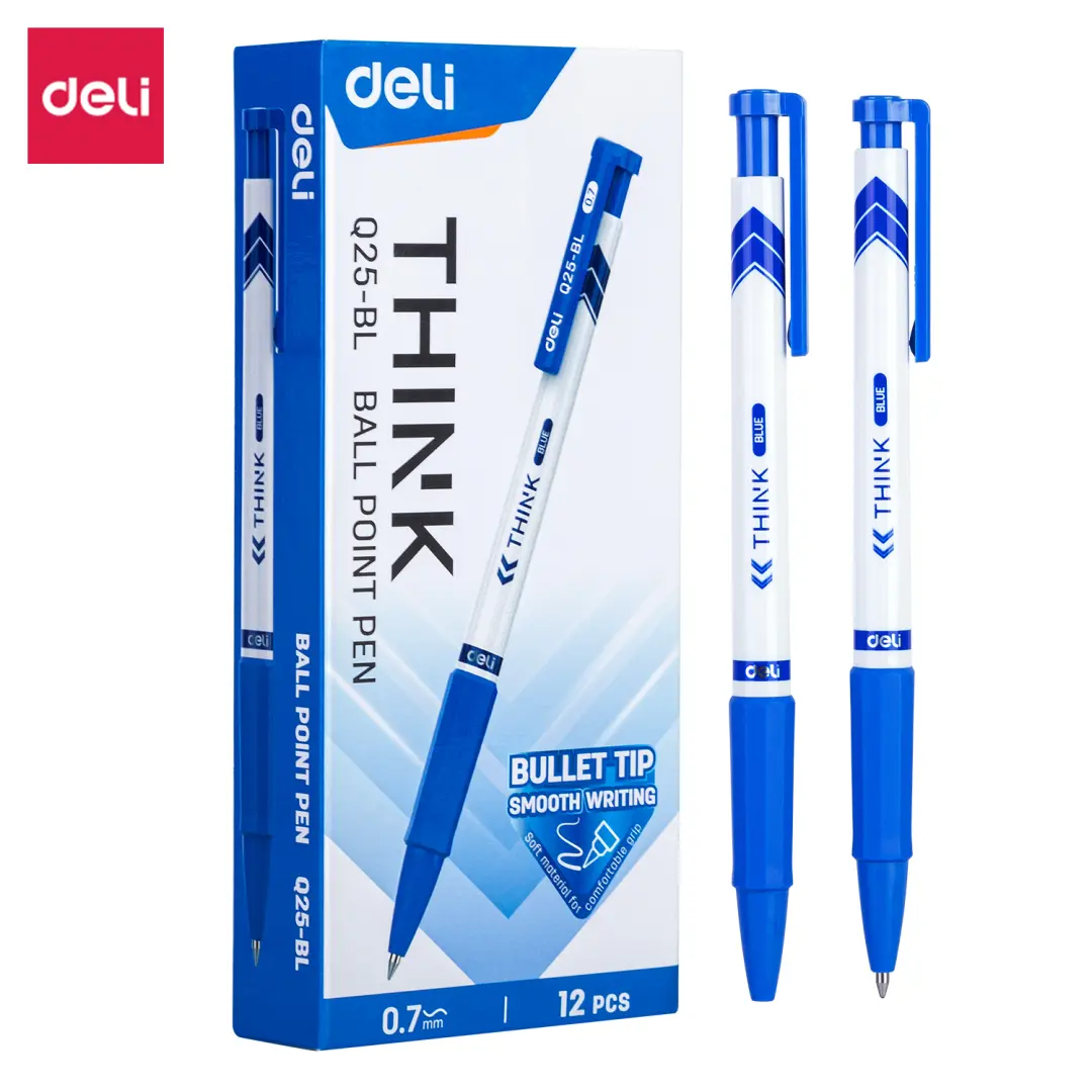 Deli Q25-Bl | Ball Point Pen Blue Ink Durable Tip