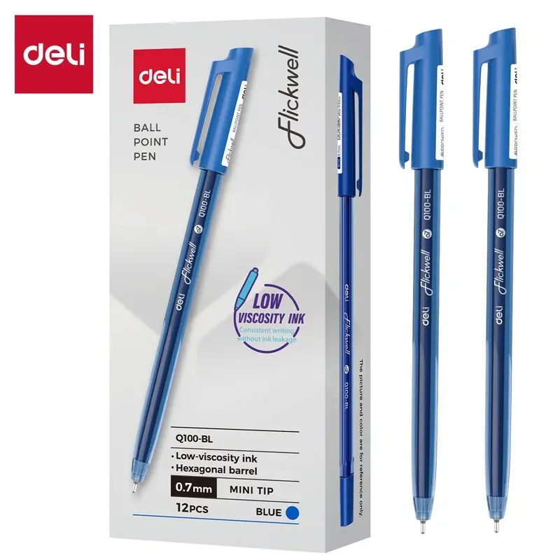 Deli Q100-BL | Şarikly Ruçka 0,7 mm Ýumşak Ýazuw