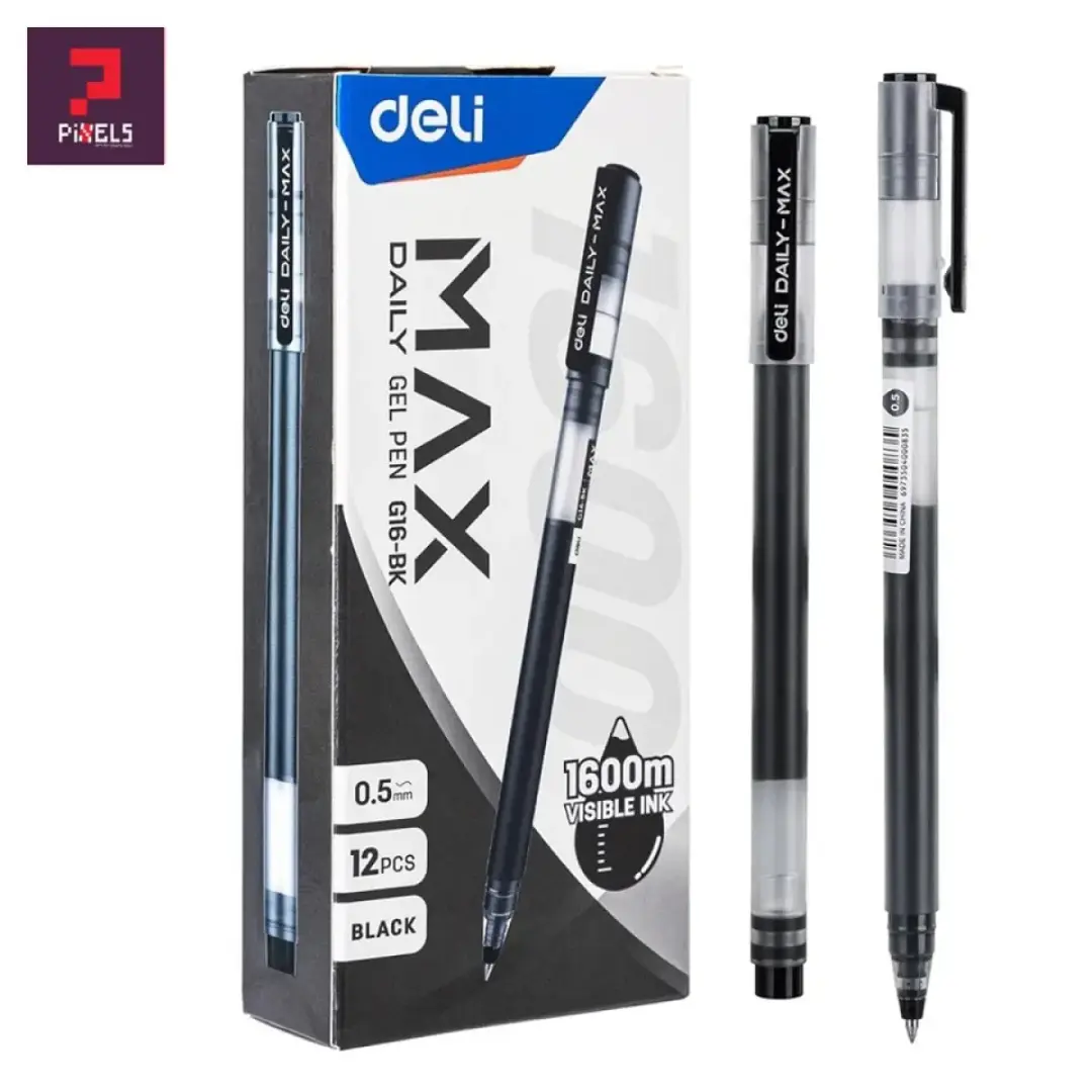 Deli G16-BK | Gel Pen Black 0.5 mm Smooth Writing