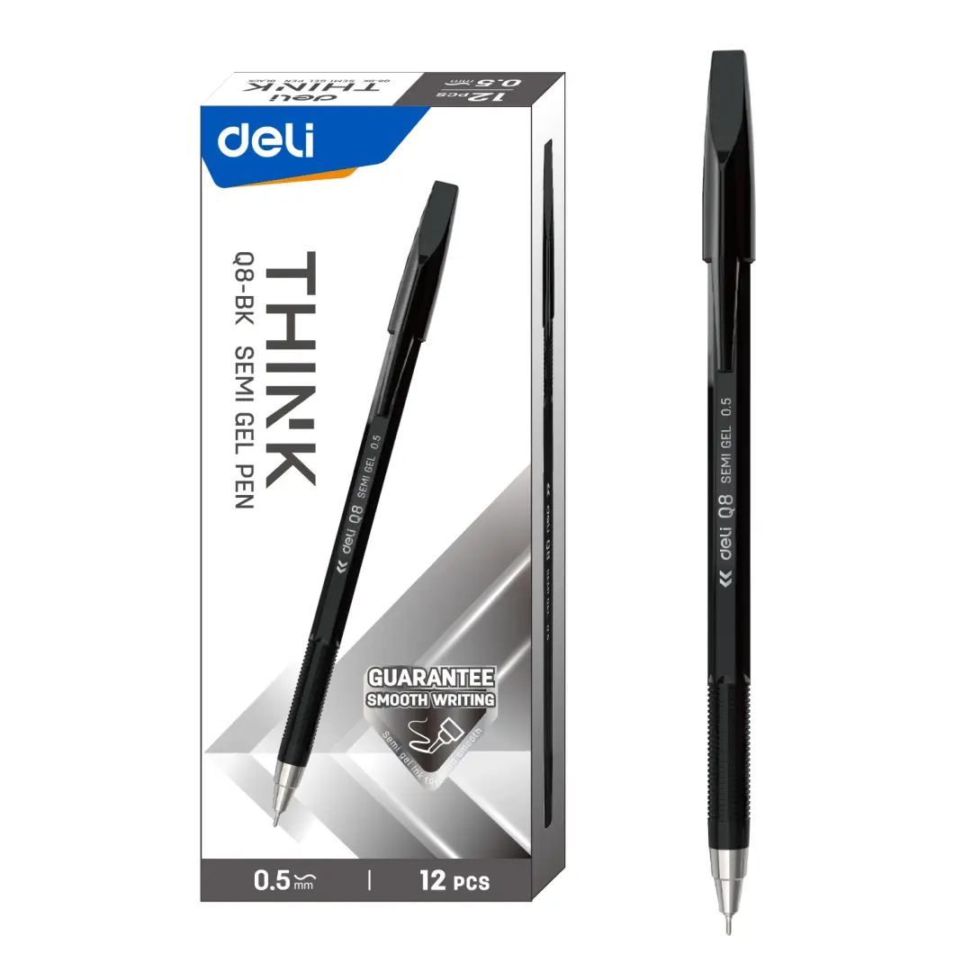 Deli Pen Think Gel 0.5mm Q8-BK | Gel galam inçe ujy gara