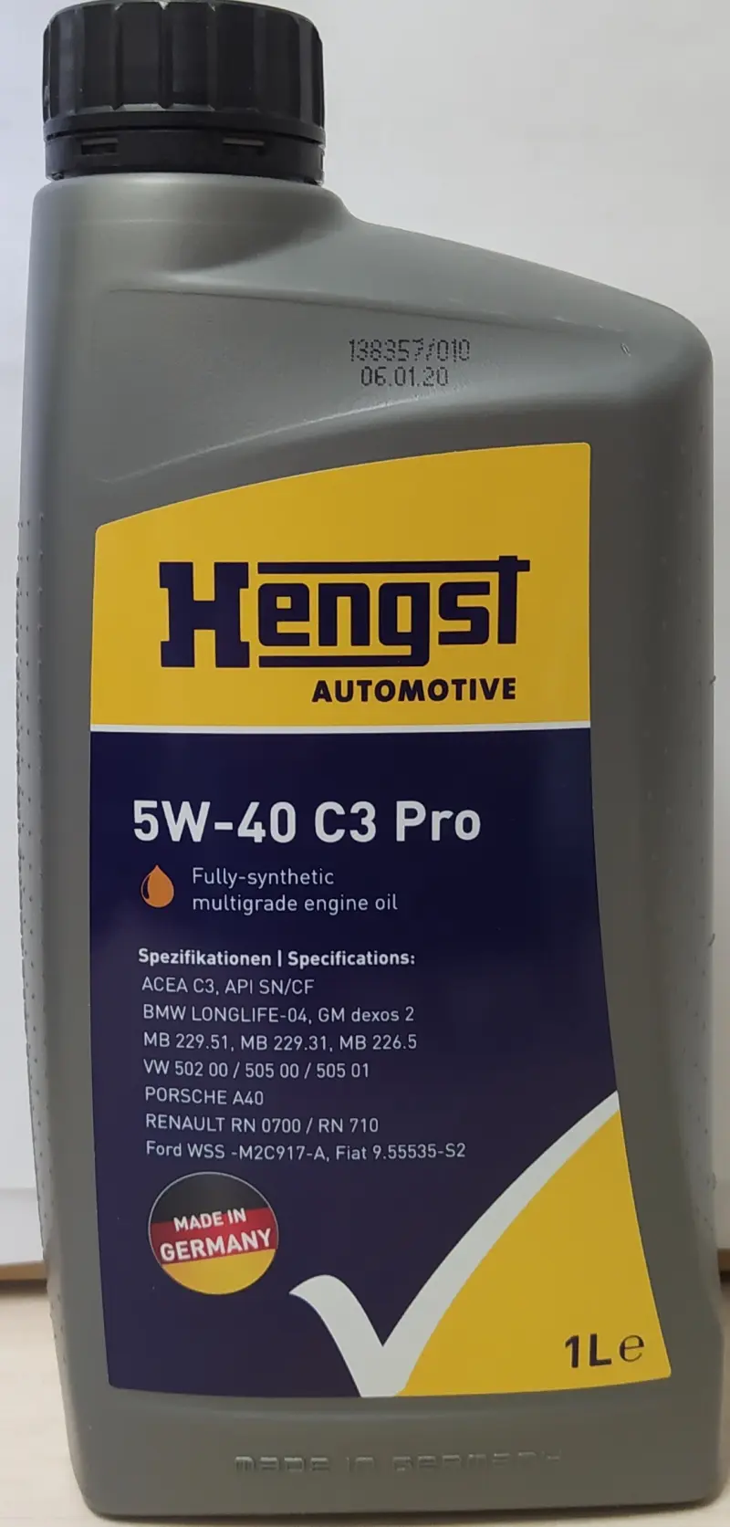 HENGST 5W-40 C3 Pro Engine Oil 1L (BMW LL-04, MB229.51, VW502/505/50501)