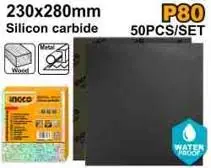 Ingco suw geçirmeýän zympara kagyzy P80, 230x280mm, 50 sany, AKHS008016