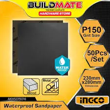 Ingco suw geçirmeýän zympara kagyzy 230x280mm P150 50 sanylyk