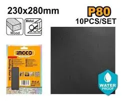 Ingco suw geçirmeýän P80 çägeli kagyz 230x280mm 10 sany