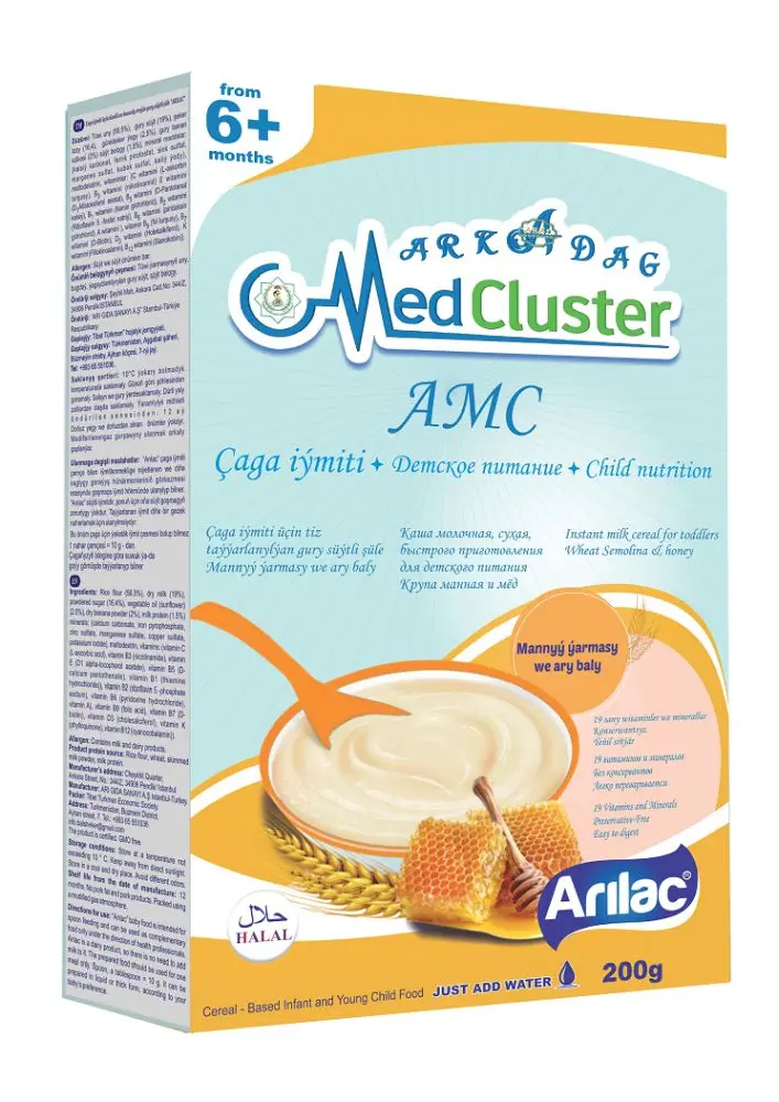 "AMC MED CLUSTER" Süýtli manka we bally Çaga iýimiti üçin 200g