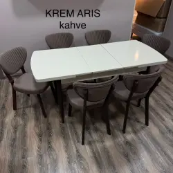 Djanisa Cream Aris Kahve | Кухонный гарнитур 6 стульев
