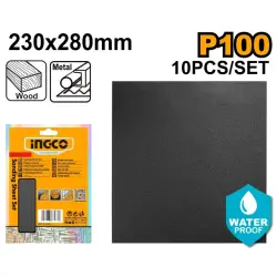 Ingco Waterproof Sandpaper 230x280mm P100 10pcs