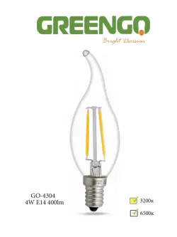 Greengo Filament E14 | Светодиодная лампа 4 Вт белая