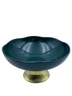MLD MLD513-18 | Ваза для фруктов стеклянная зелёная 10 дюймов