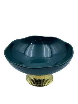MLD MLD513-17 | Ваза для фруктов зелёная стеклянная 8 дюймов