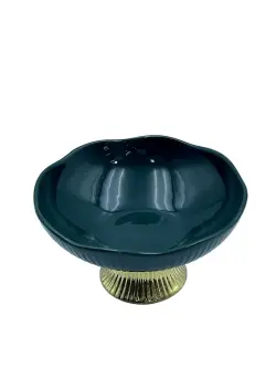 MLD MLD513-16 | Ваза для фруктов 6 дюймов зелёная стеклянная