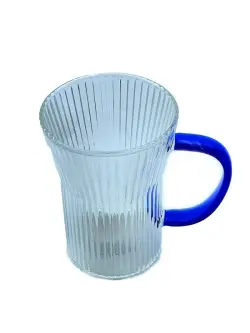MS MS-10 | Transparent Ribbed Glass Mug Color Handles