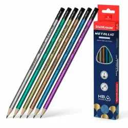 ErichKrause BK-00095490 | Карандаш трёхгранный HB металлик с ластиком