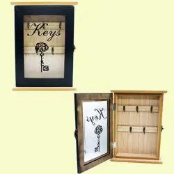 BK-00081486 | Настенная деревянная ключница со стеклянной крышкой