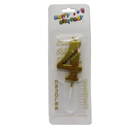 Свечи BK-00051000 | Cake Candle Number 4 Gold Glitter