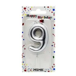 MG-MSMK BK-00054731 | Свеча-цифра для торта 9 серебро