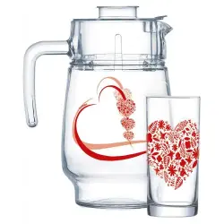 Luminarc X0253 | Drinkware Set 7 pcs Tempered Glass Red Jolie Coeur