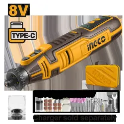 Ingco 8В аккумуляторный мини-гравер CMGLI0801 с быстрой зарядкой Type-C