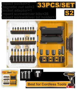 Набор ударных бит и головок Ingco 33 шт. PH, PZ, SL AKDL63306