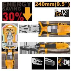 Плоскогубцы Ingco 240мм с увеличенным рычагом 30% Cr-V HHCP28240
