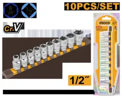 Набор головок Ingco 1/2", 10 штук, модель HKTS12103