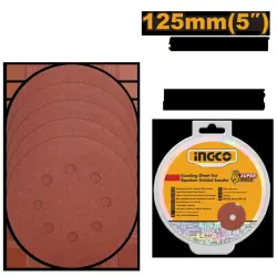 Шлифовальные листы Ingco 125 мм для эксцентриковой машины, 50 шт, AKRS1250511