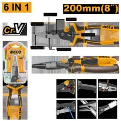 Универсальные плоскогубцы Ingco 6-в-1, 200 мм, модель HMFLNP28200