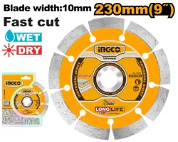 Ingco Алмазный сегментный диск 230x22,2мм 10мм DMD012302