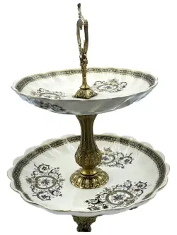 Bohemia 272-10-12 | Two-Tier Flat Vase on Stand Czech Glass
