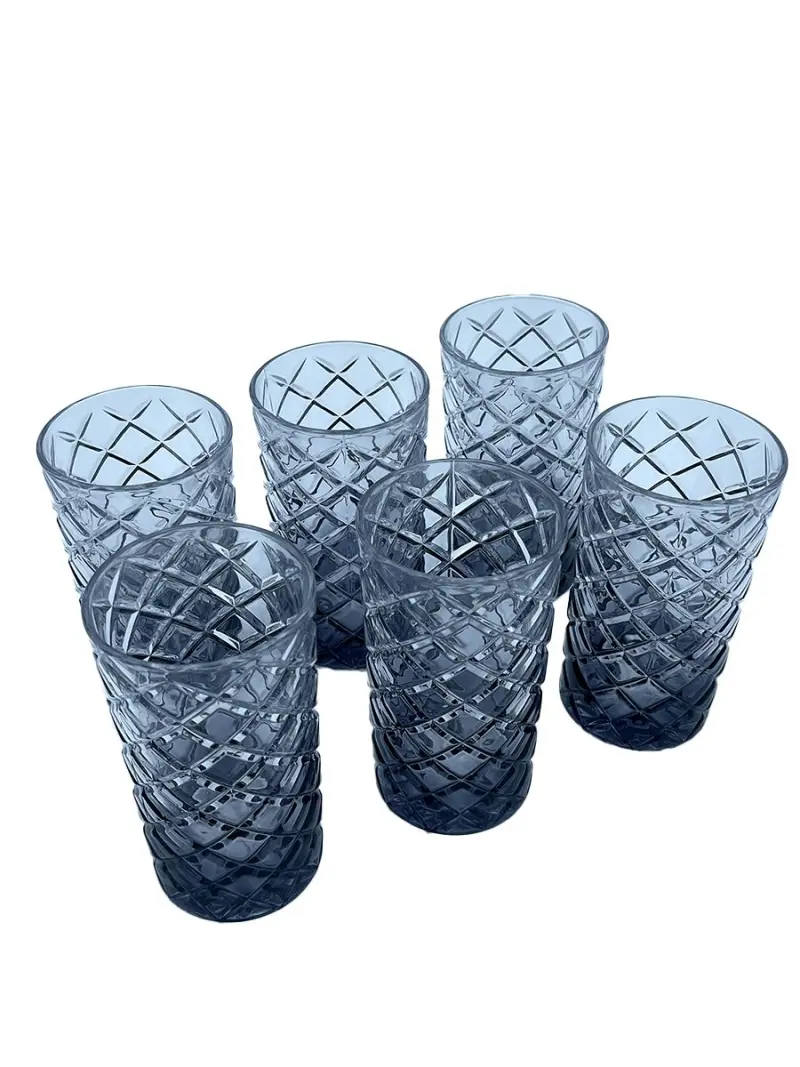 WZ WZ-13 | Highball Glass Set Silver-Gray Diamond Pattern 6 pcs