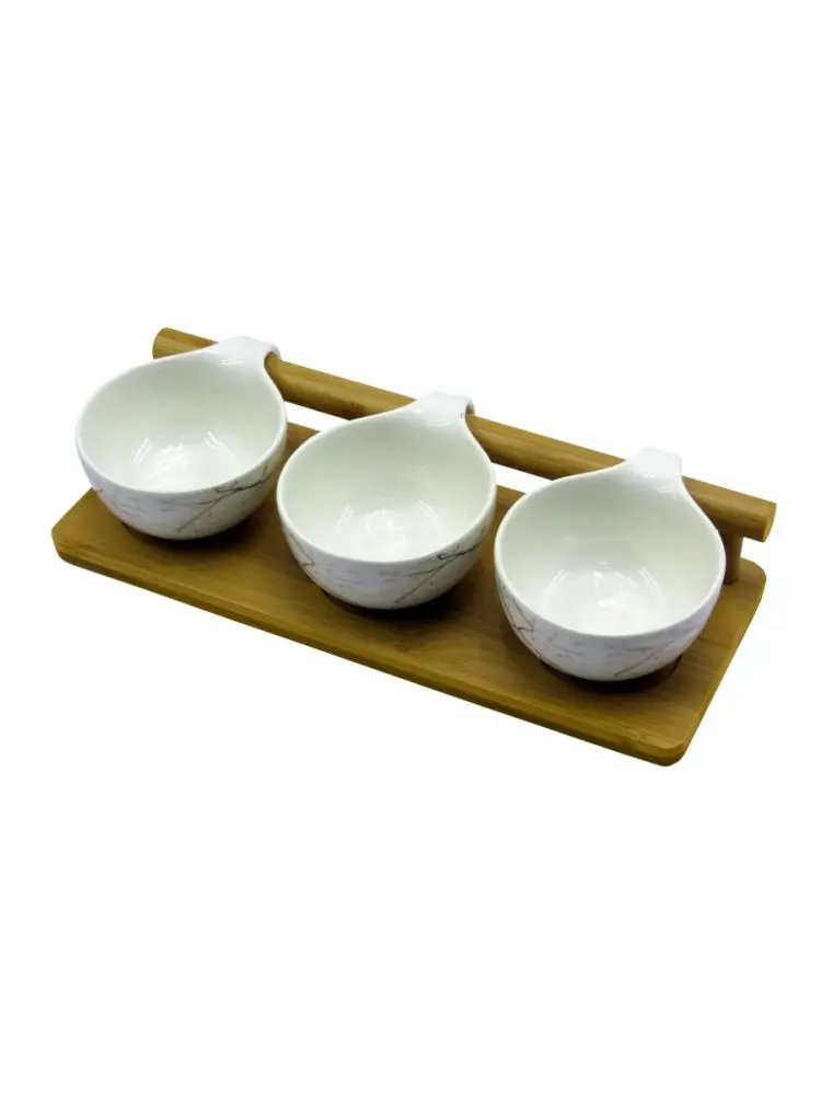 JA JA7495 | 3-Piece White Cup Set with Bamboo Base
