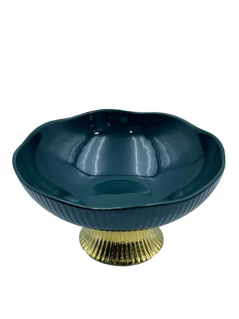 MLD MLD513-17 | Ваза для фруктов зелёная стеклянная 8 дюймов