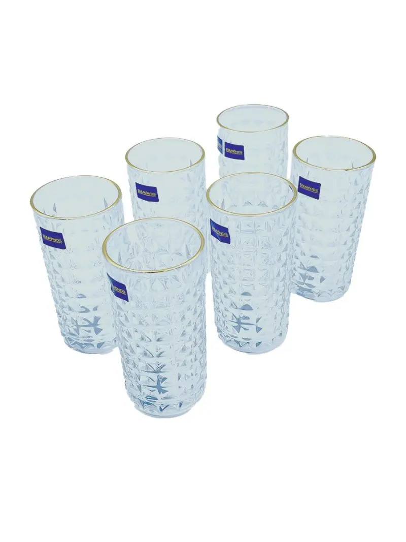 DM DM304 | High Glass Set Diamond Pattern with Gold Rim 6 pcs