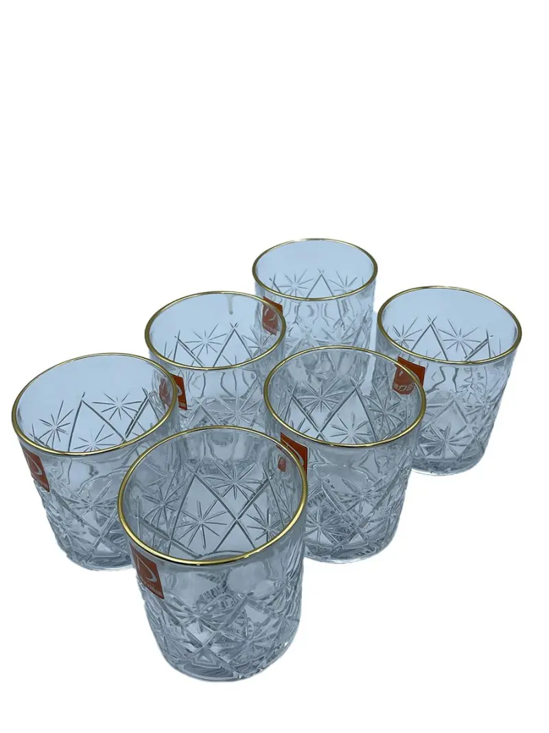 TK501 TK501-1G | Low Glass Set 6 pcs Floral Gold Rim