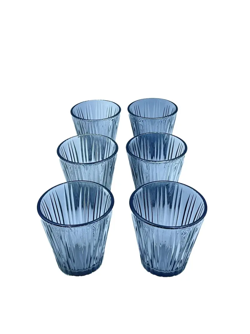 Q6605 Q6605-6B | Low Glass Set 6pcs Black Stripe 260ml